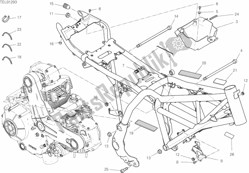 Tutte le parti per il Telaio del Ducati Scrambler Desert Sled Thailand 803 2020